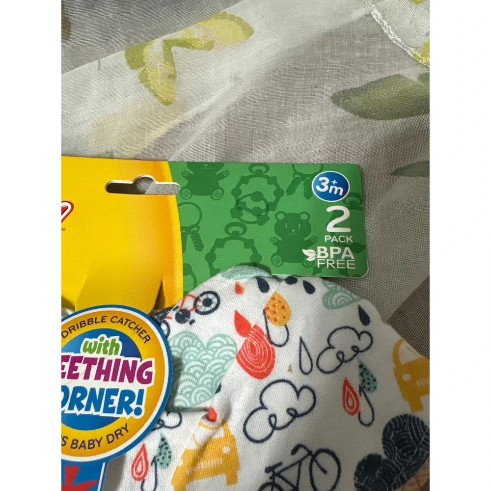 Nuby Teething Bibs 2pk & NUK Orthodontic Pacifiers 6-18m 2pk Bundle BPA Free NEW